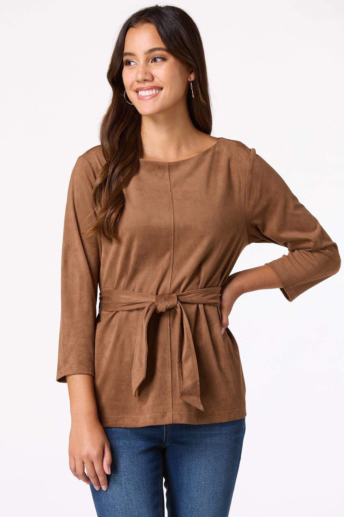 Belted Faux Suede Top