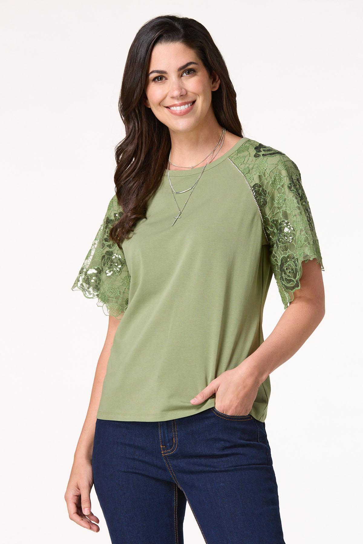 Sequin Lace Sleeve Top