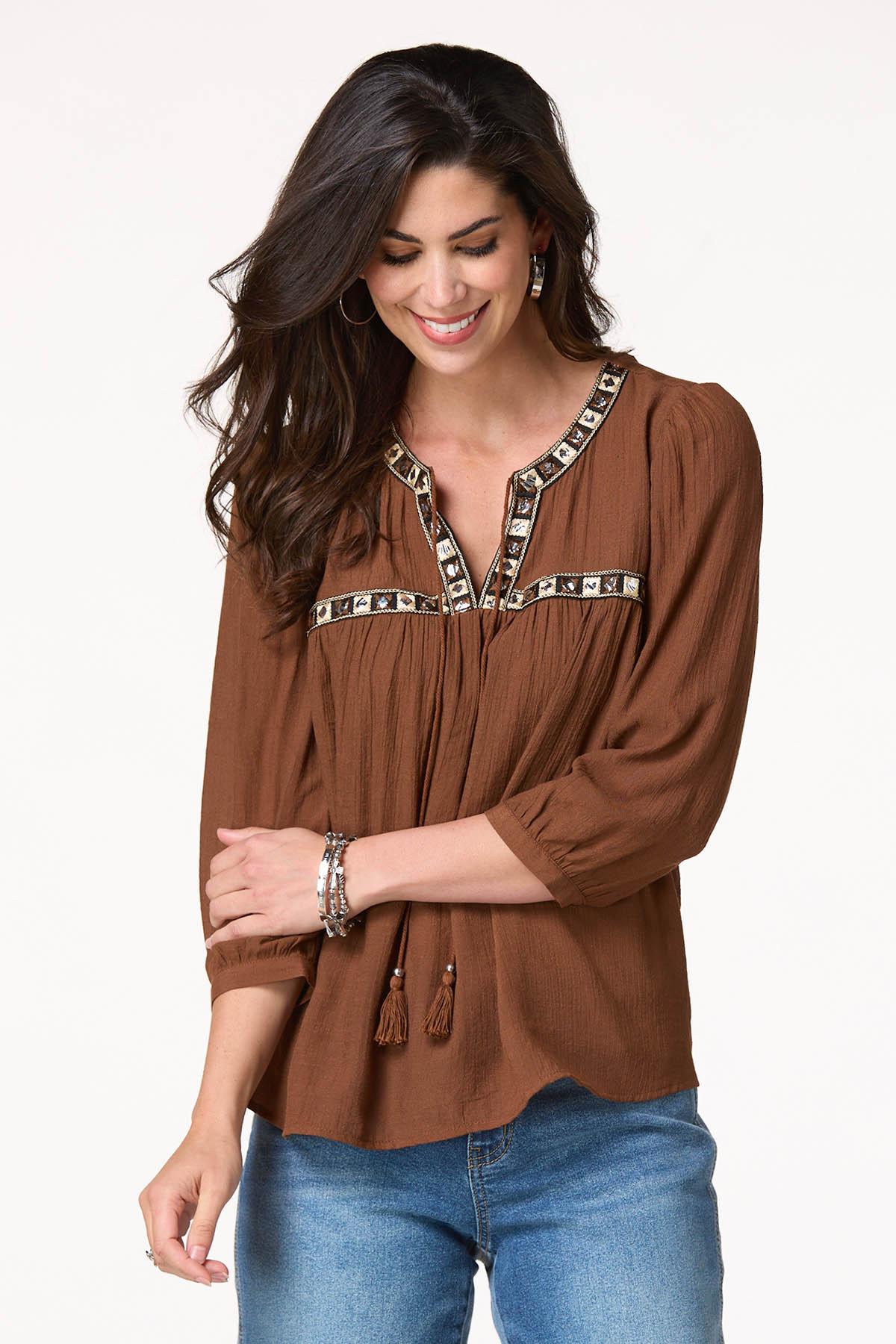 Embellished Crepe Top