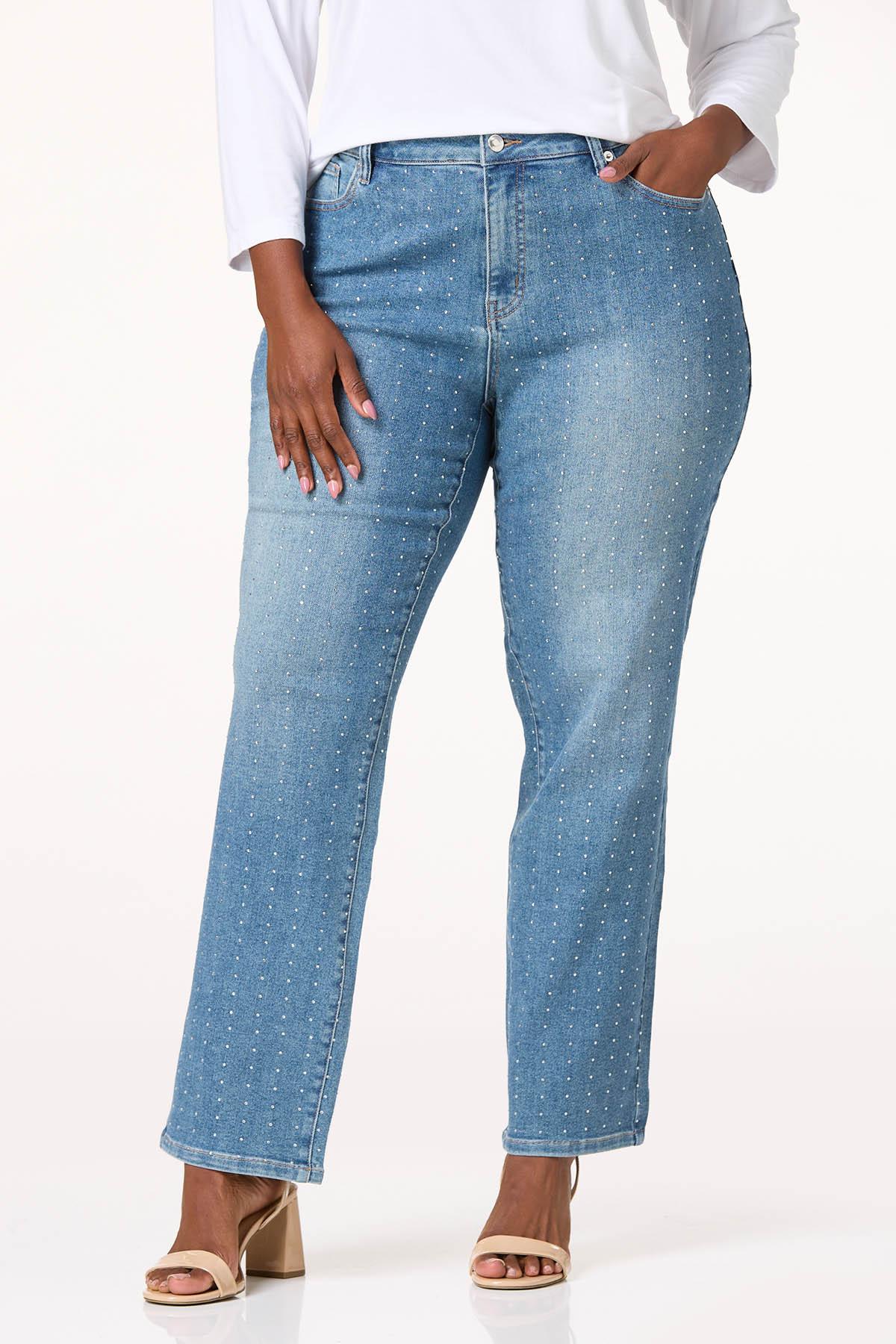 Plus Size Embellished High Rise Jeans