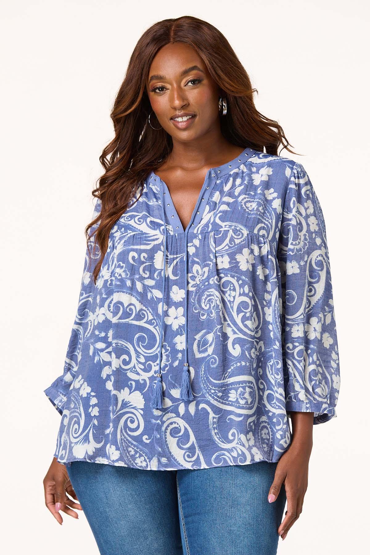 Plus Size Dreamy Blue Floral Top