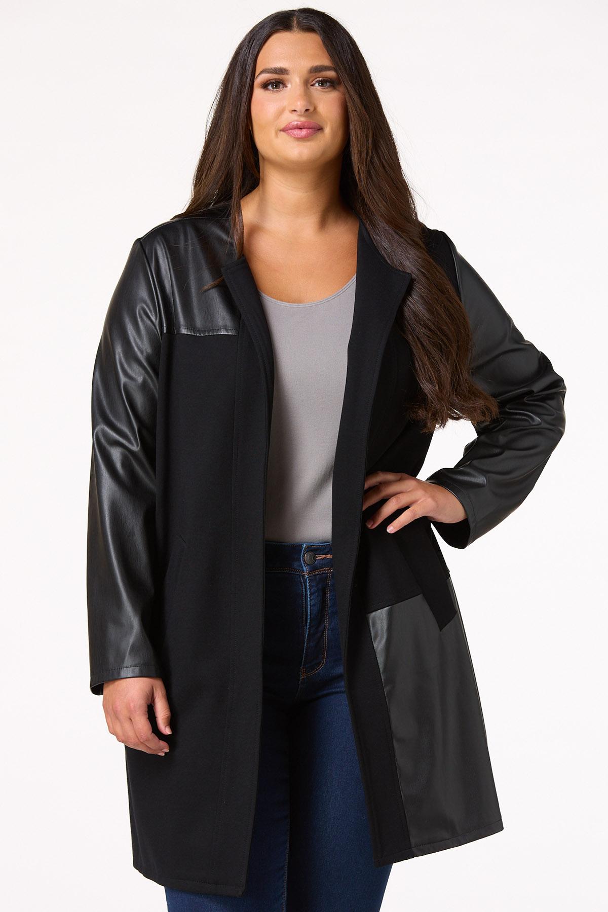 Plus Size Faux Leather Mix Topper