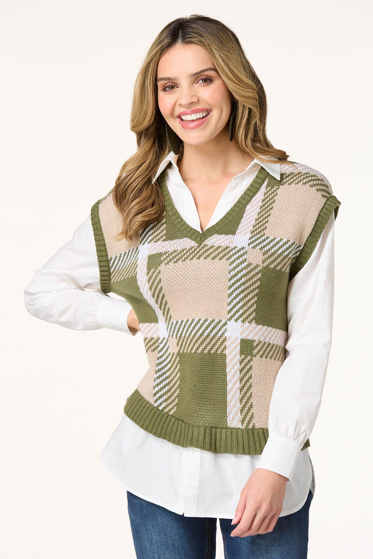 Layered Poplin Sweater Vest