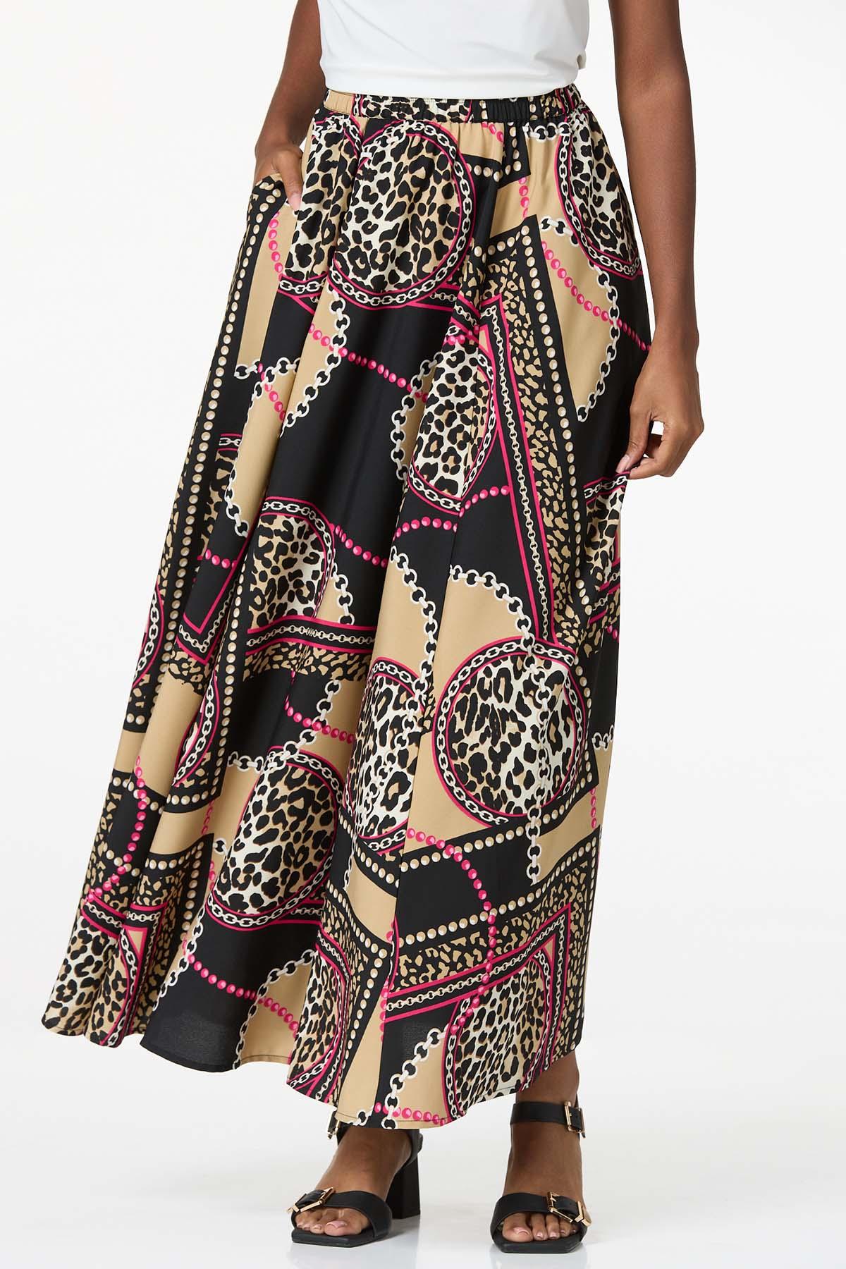 Leopard Chain Print Maxi Skirt