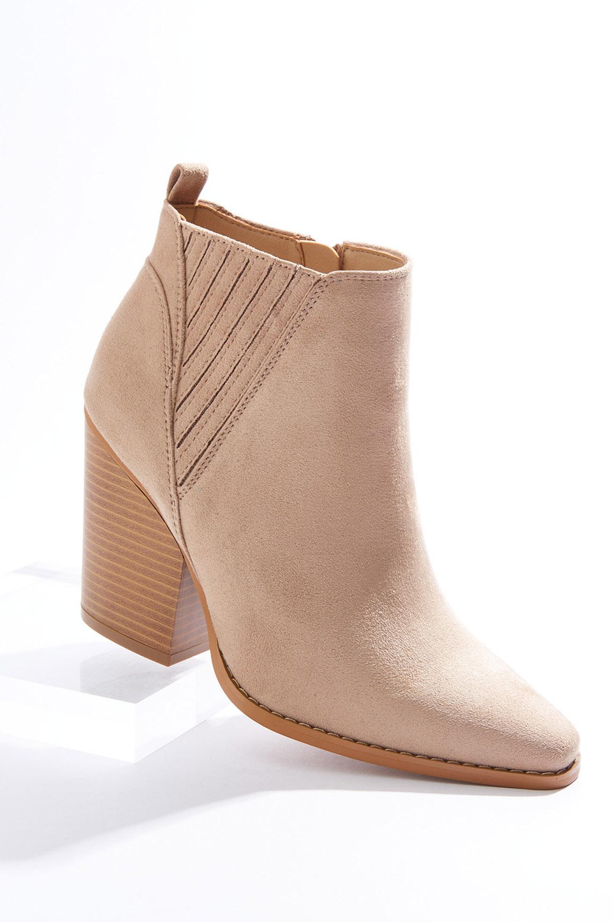 Side Gore Block Heel Booties