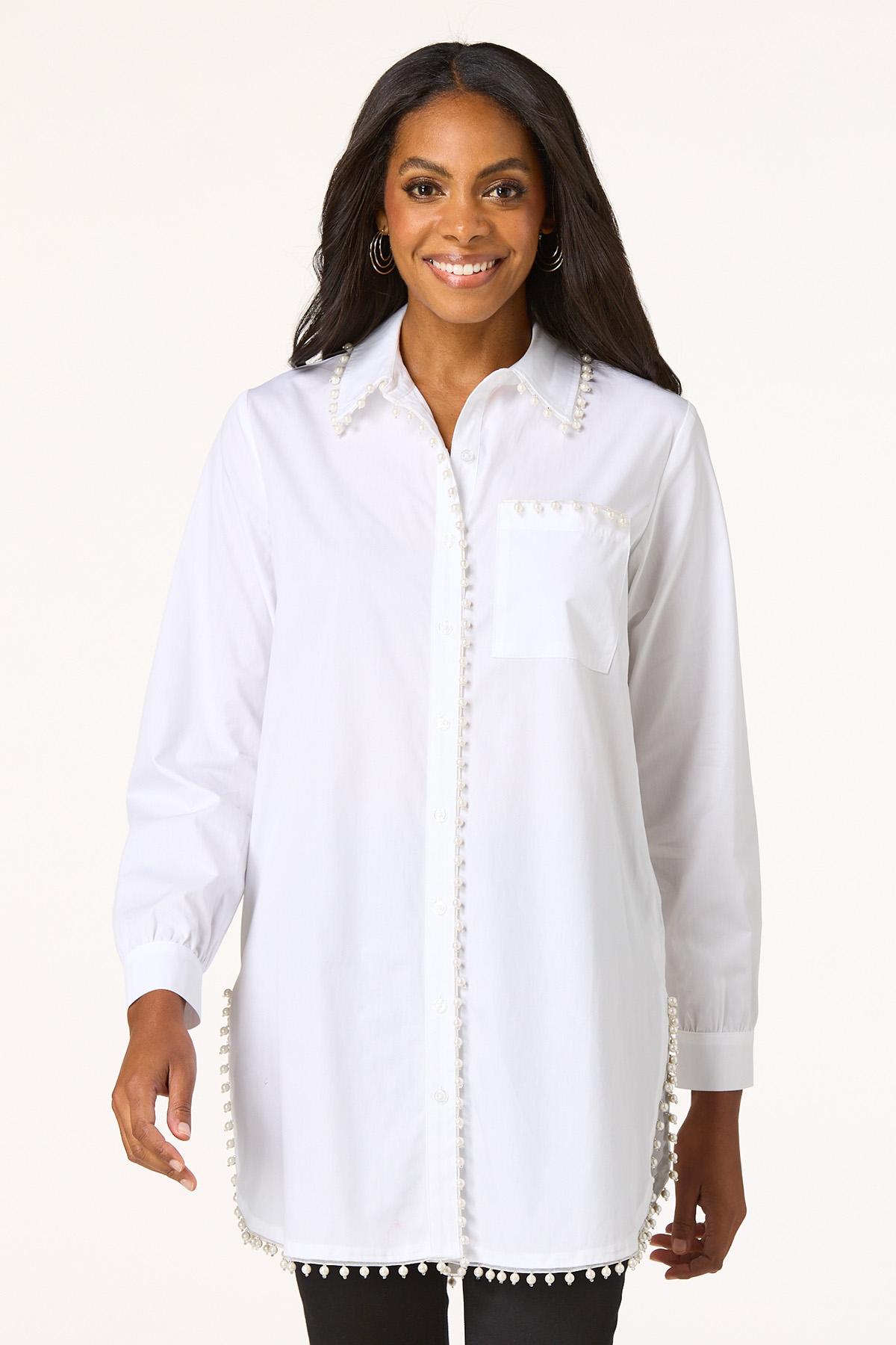 Pearl Trim Poplin Tunic