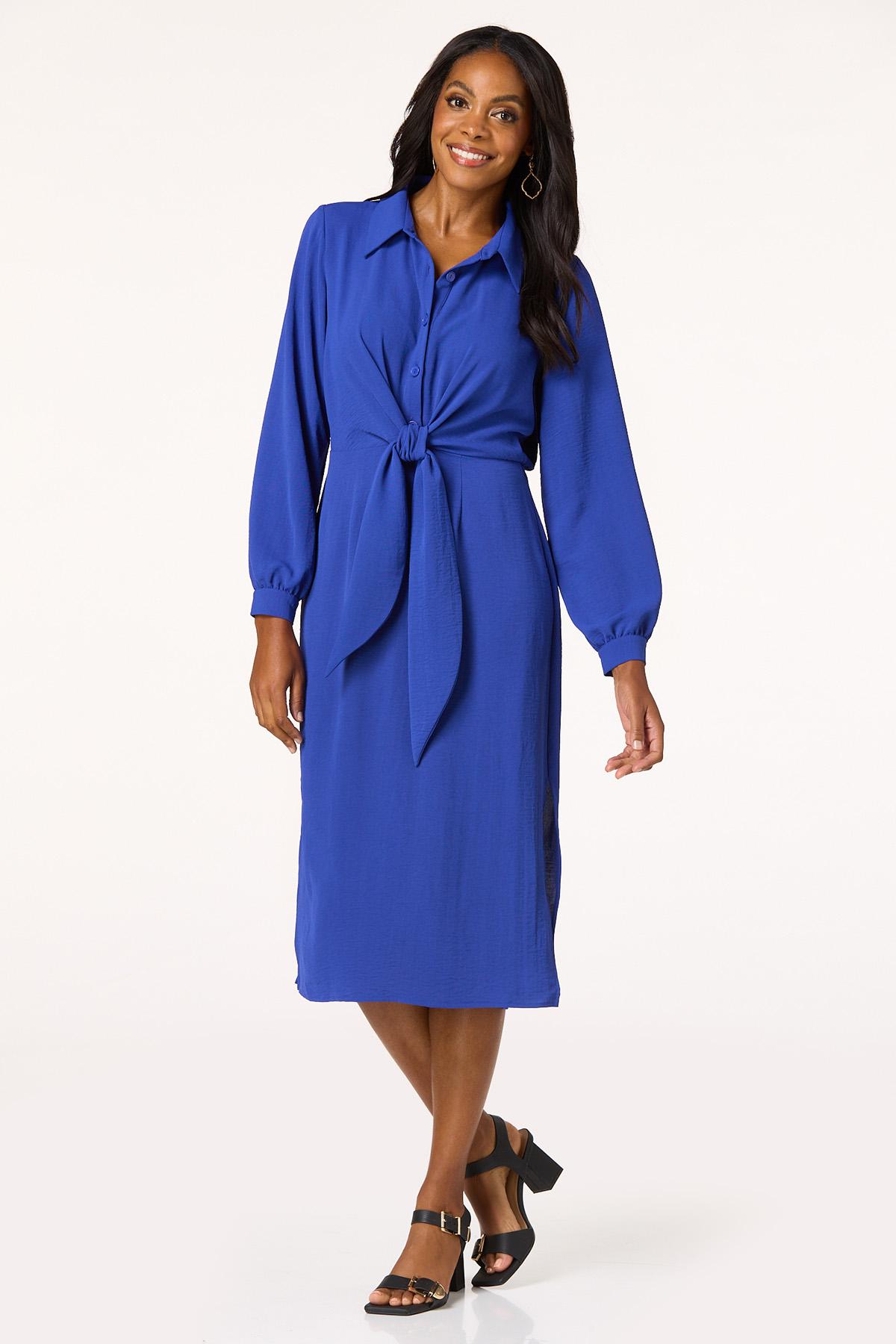 Knotted Waist Shirt Dress