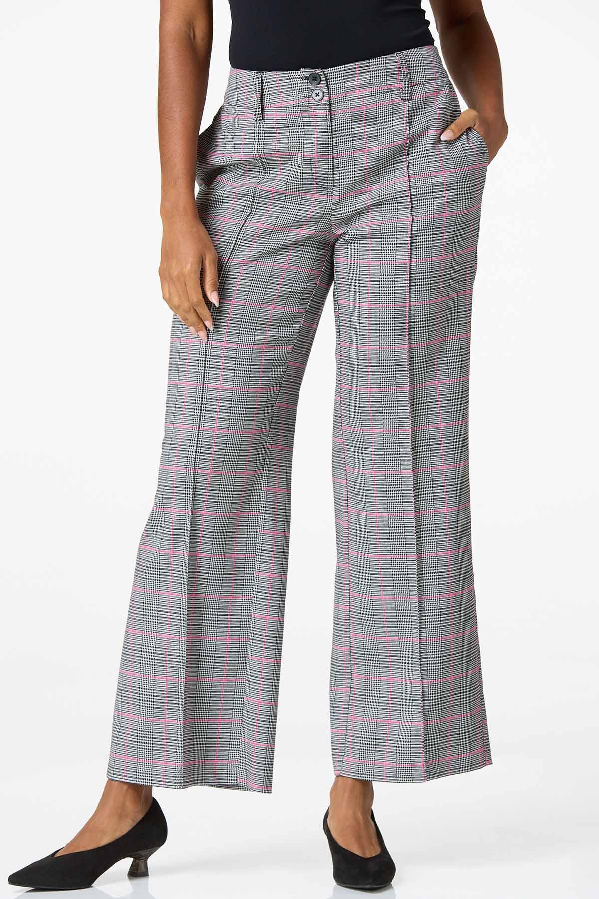 Hint Of Pink Plaid Trousers