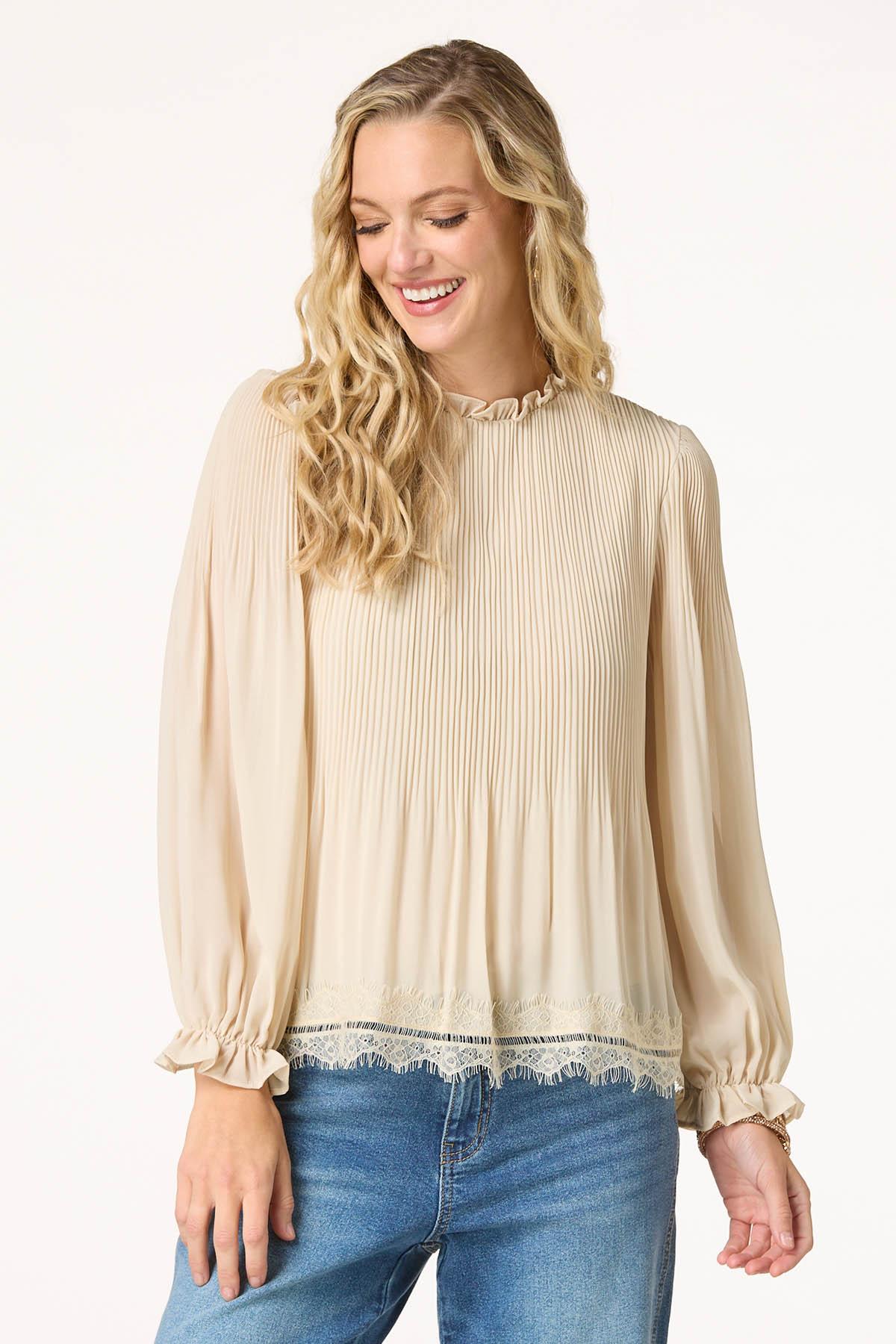 Pleated Lace Trim Top