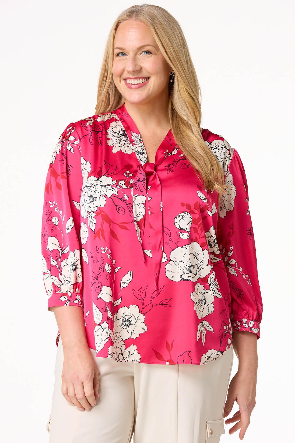 Plus Size Floral Pink Cosmo Top