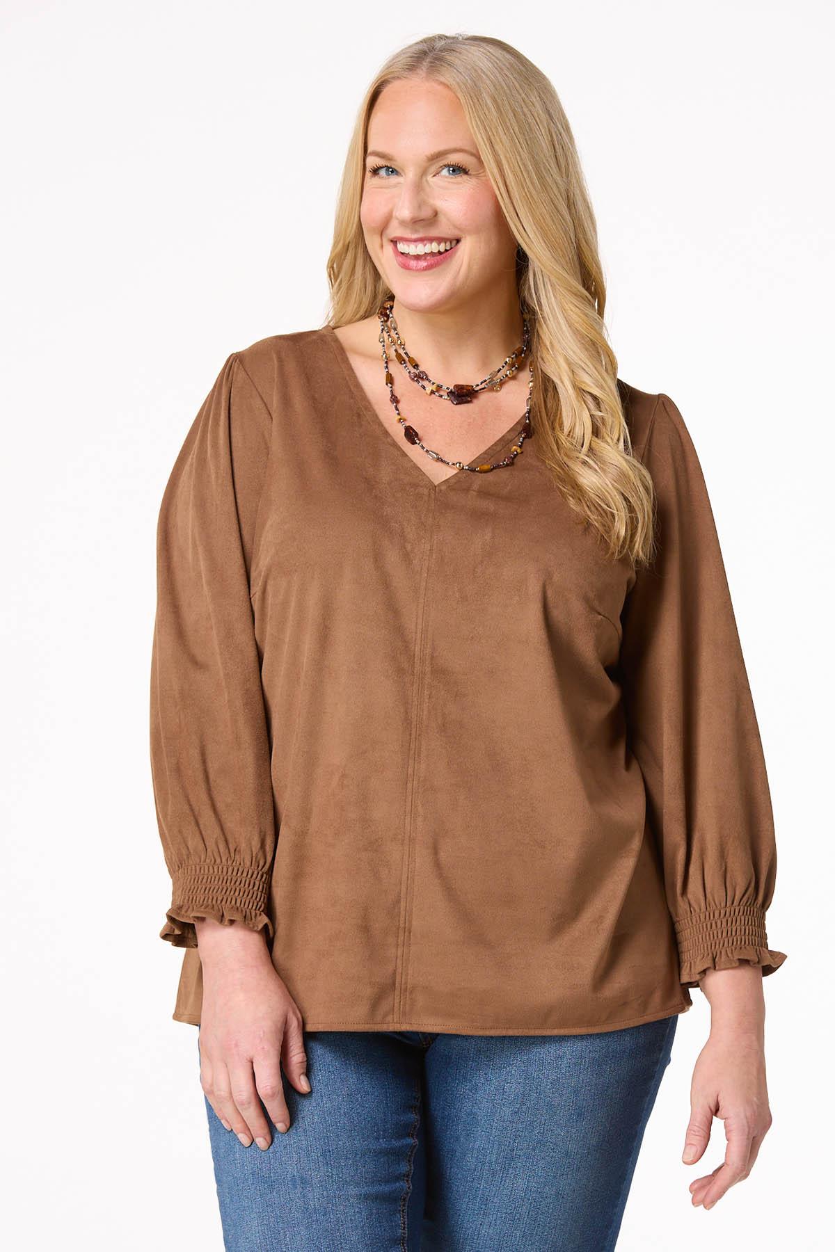 Plus Size Faux Suede Top