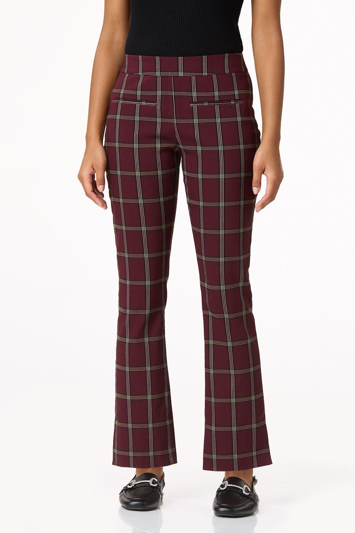 Wine Windowpane Bengaline Pants