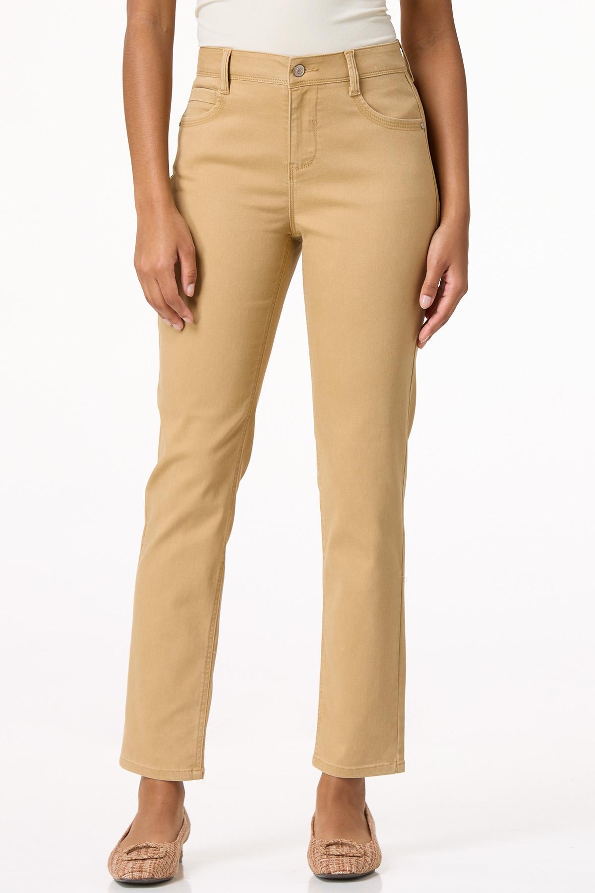 Beige Slim Twill Pants