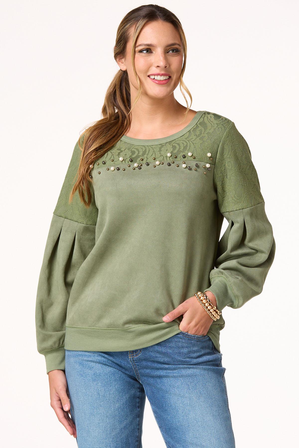 Embellished  Faux Suede Top